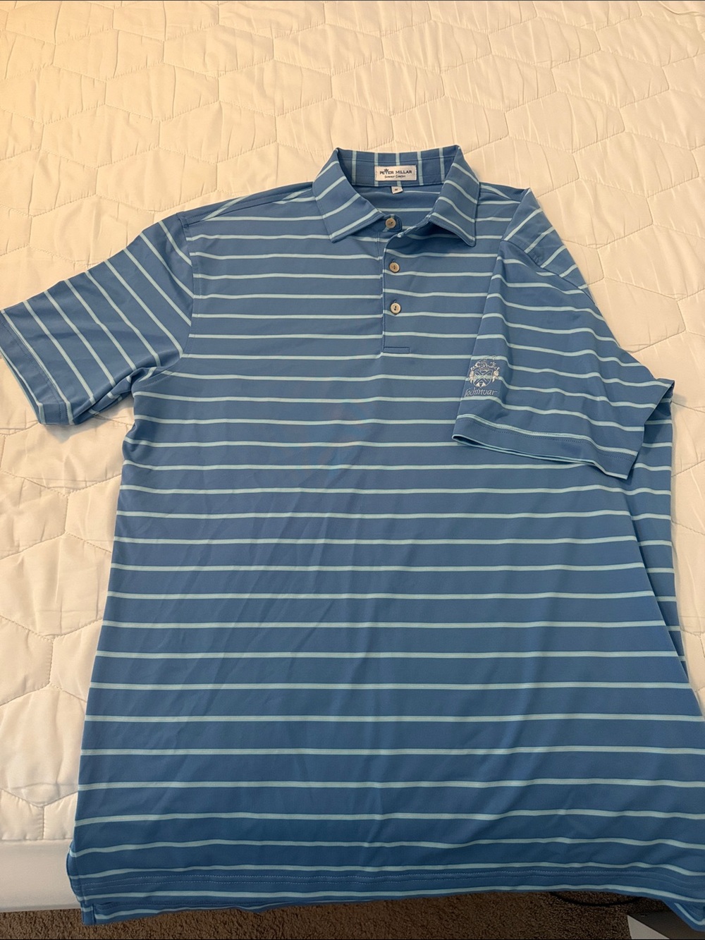 Peter Millar Striped Sky Blue Performance Polo